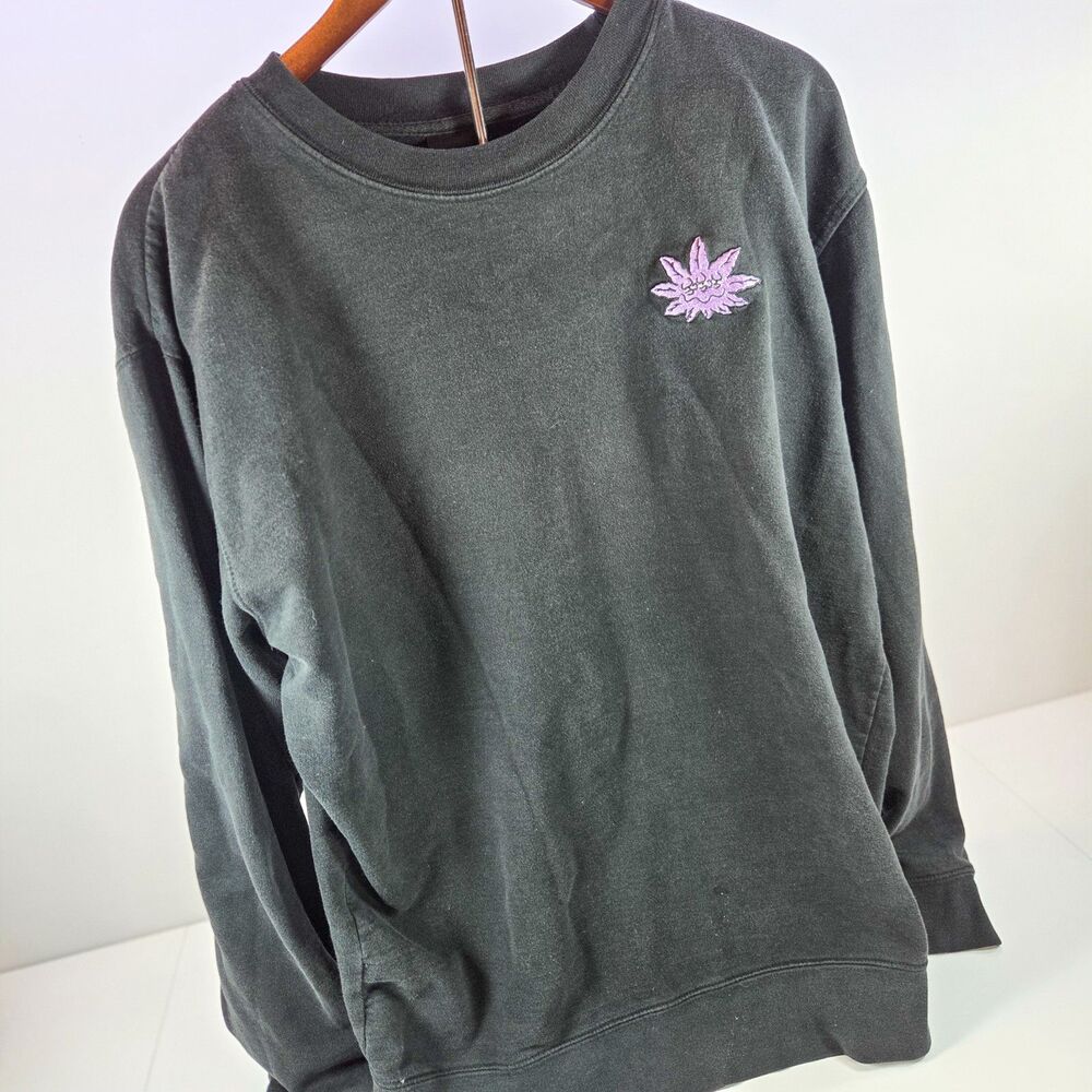 HUF Green Buddy Purple Buddies Crewneck Sweatshirt Men’s XL Black Embroidered